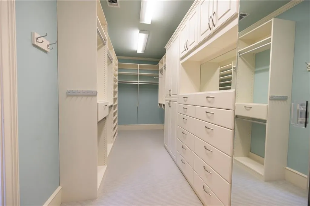 Spacious closet featuring light carpet