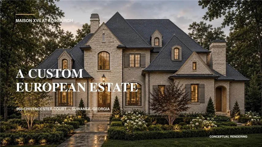 Marketing Material. Conceptual rendering of a custom European-style residential estate located in Suwanee, Georgia