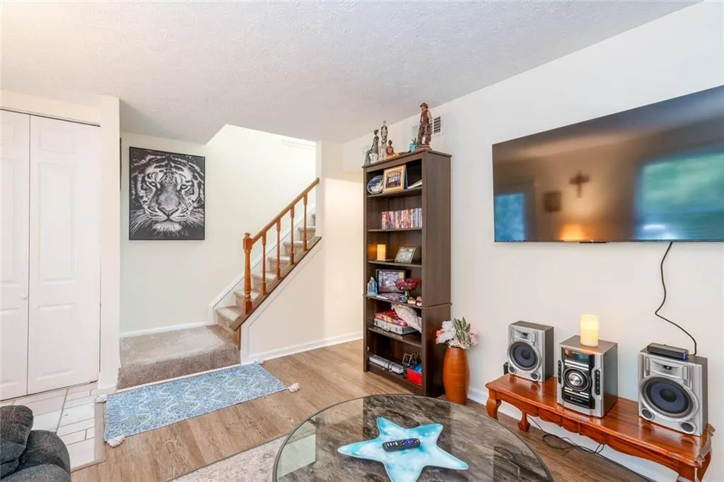 Living room featuring light wood-type flooring
