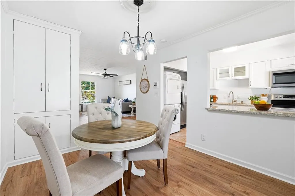 Dining view to kitchen and living room