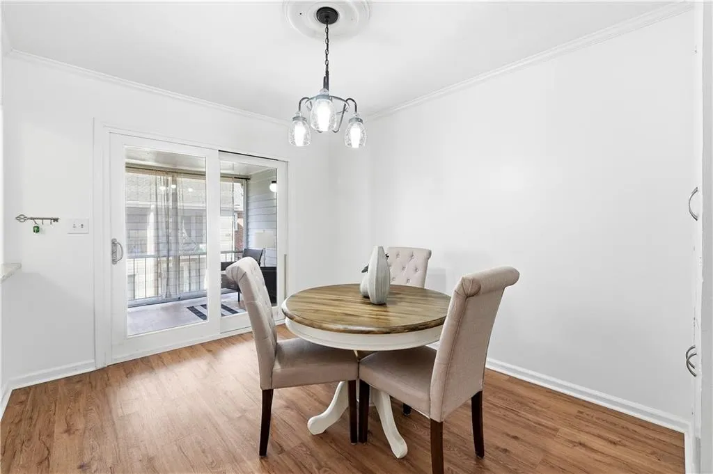 Dining and view to back patio