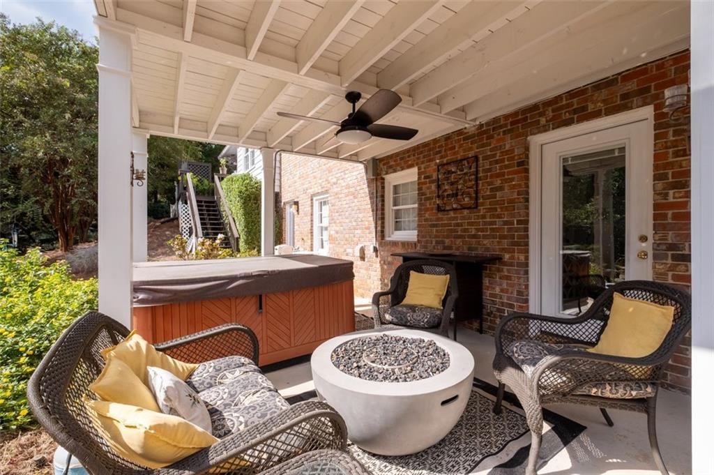 Terrace level covered patio