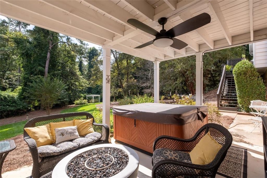 Terrace level covered patio