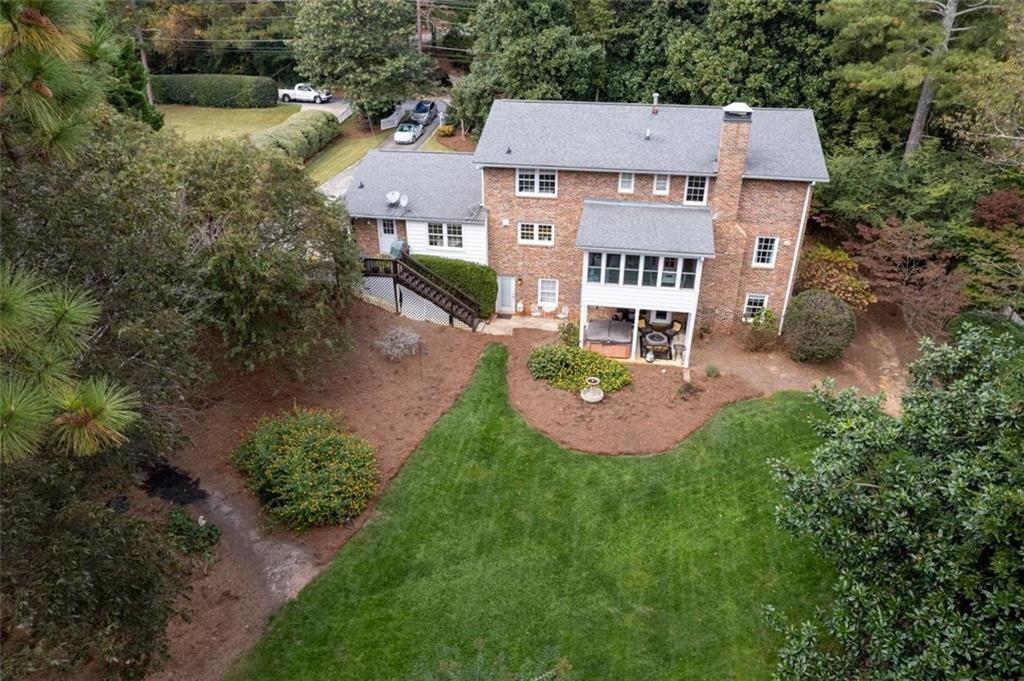 Aerial view of the backyard