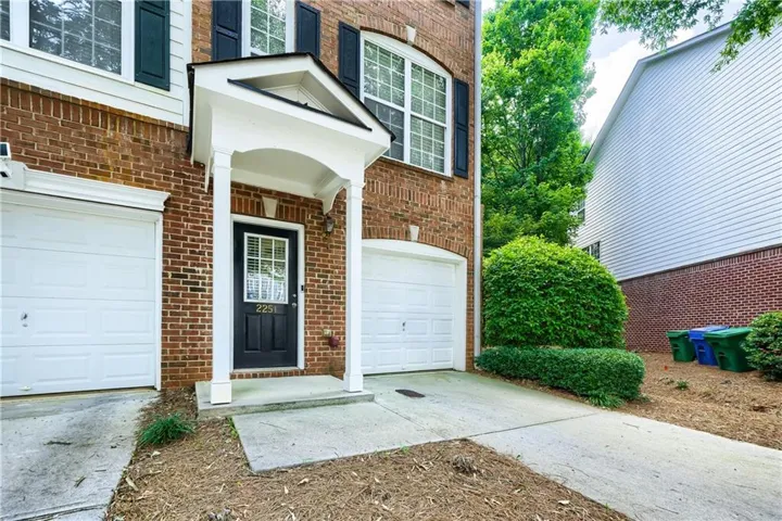 Brick exterior with white trim