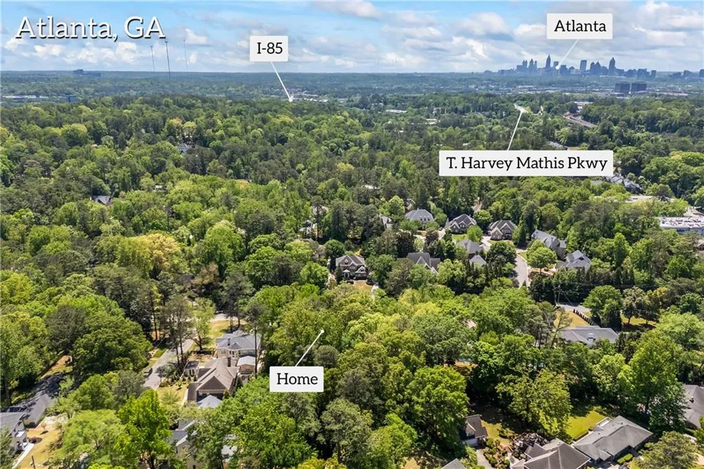 Aerial view with a view of trees