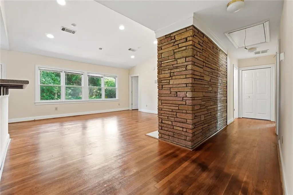 Open concept with fireplace