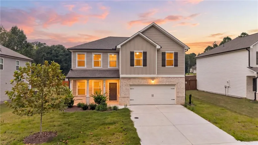 Modern two-story residence with a two-car garage