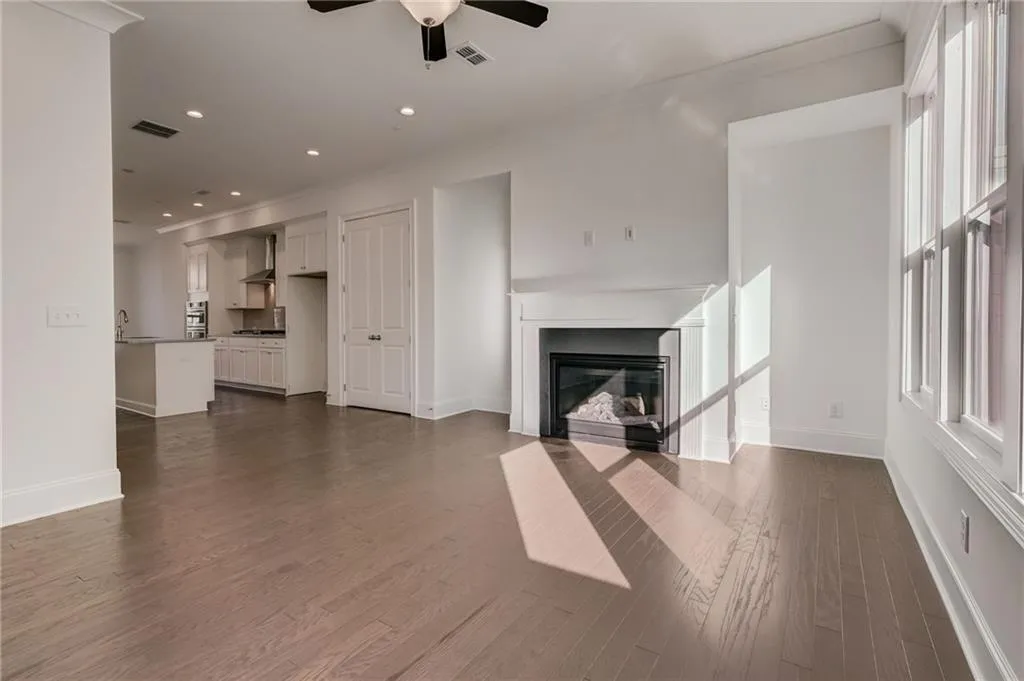 The spacious family room features hardwood floors and a 42