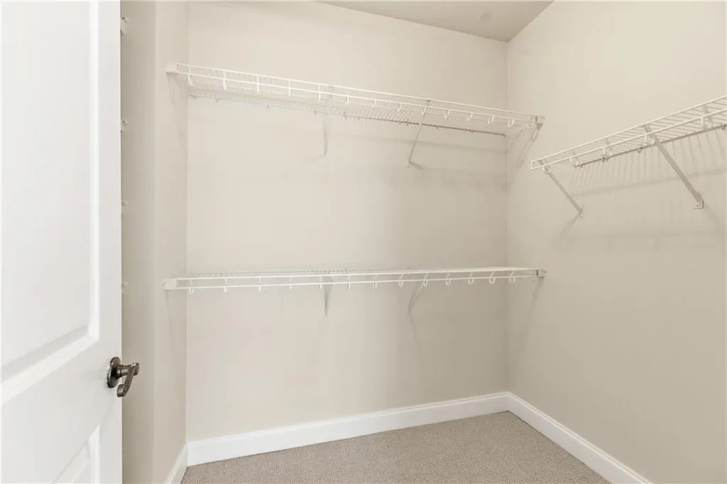 Walk in closet with light carpet