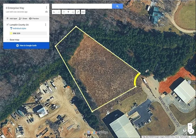 Aerial Map. Displaying the property's boundaries and surrounding geographical features