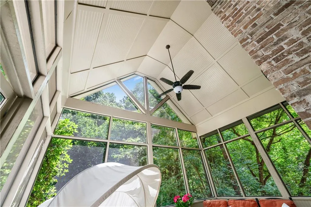 Detailed view of a ceiling fan