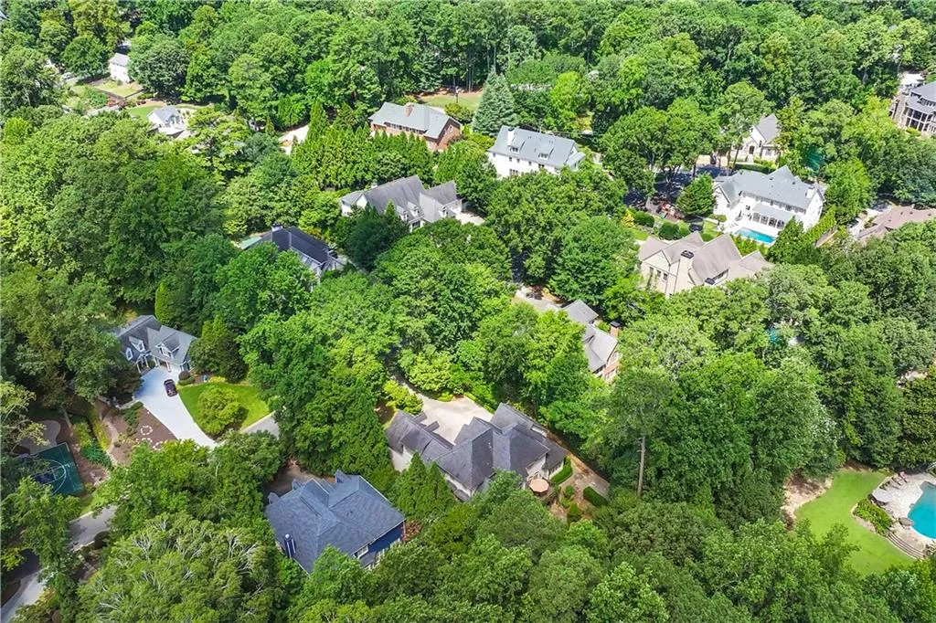 Aerial perspective of suburban area