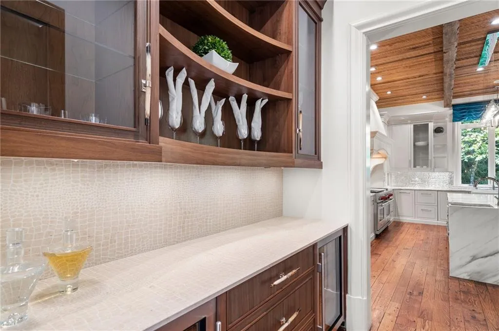 Setup bar for dining room with wine cooler.