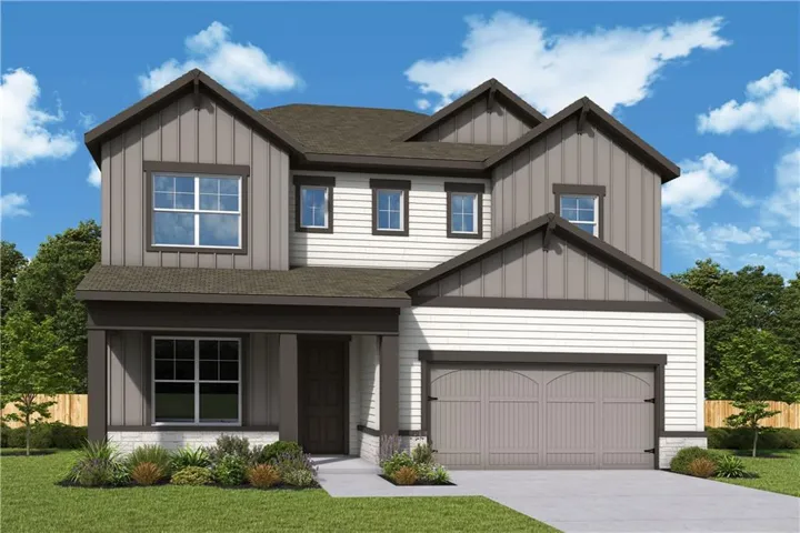 Two-story exterior with board and batten and horizontal siding