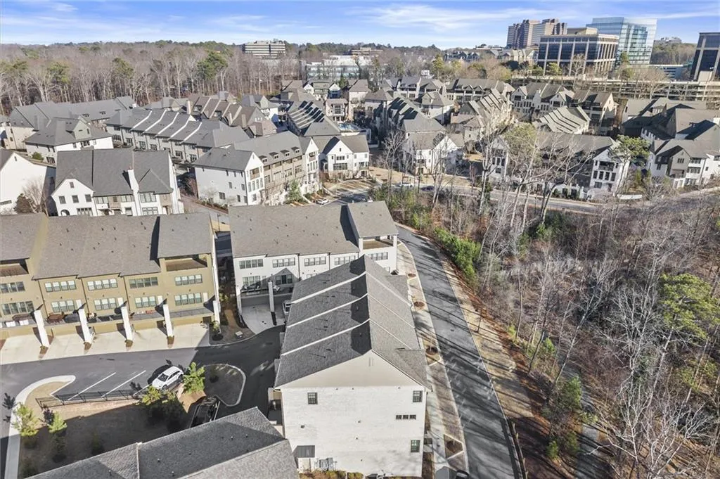 Aerial perspective of suburban area