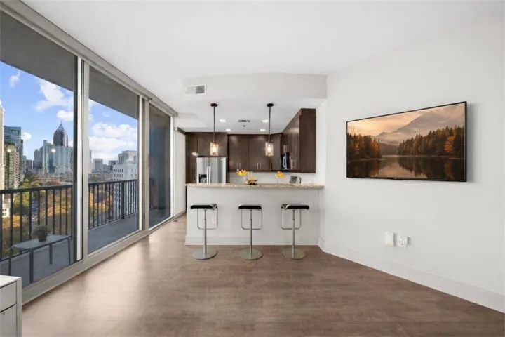 Living room facing the kitchen