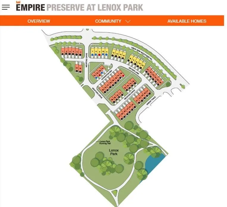 Site map showing the adjacent Lenox Park