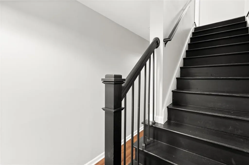 Stairs down to terrace level.