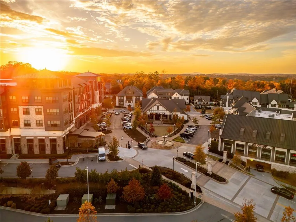 Aerial view at dusk