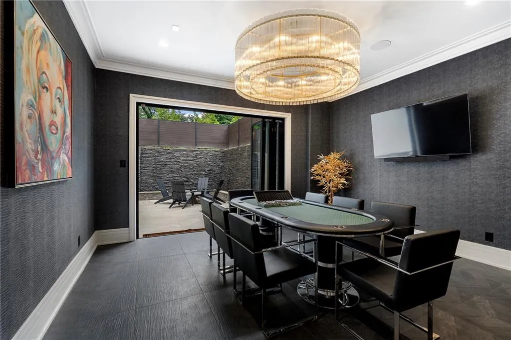 Poker Room opens to outdoor patio with water wall