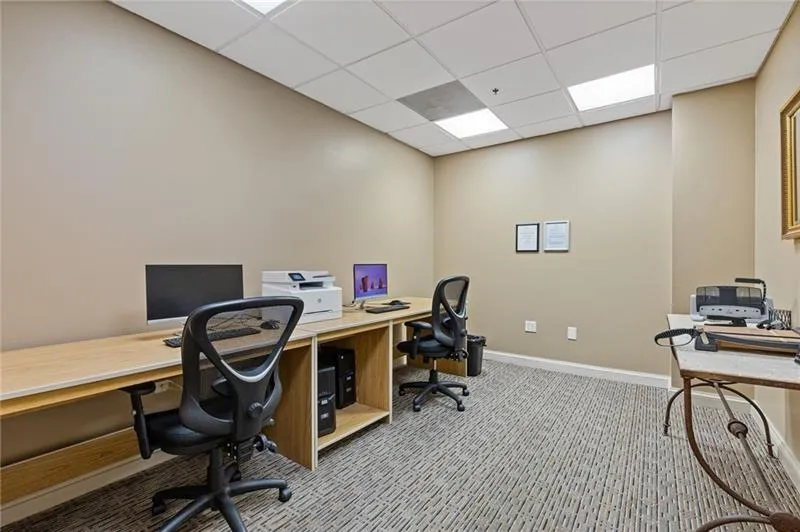 Home office with a paneled ceiling
