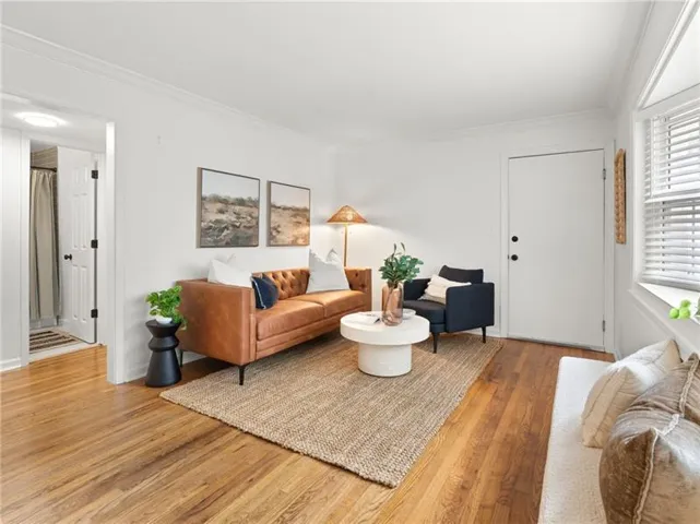 Light-filled with refinished hardwoods throughout