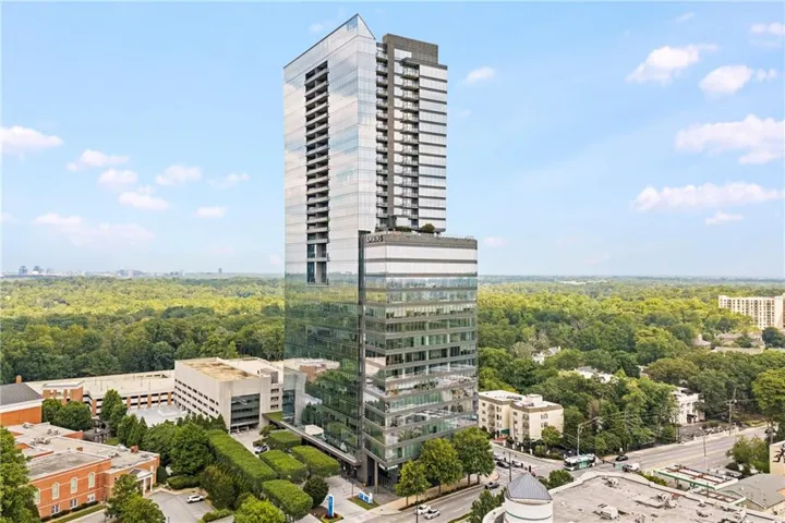 Modern high-rise building with a glass and steel facade