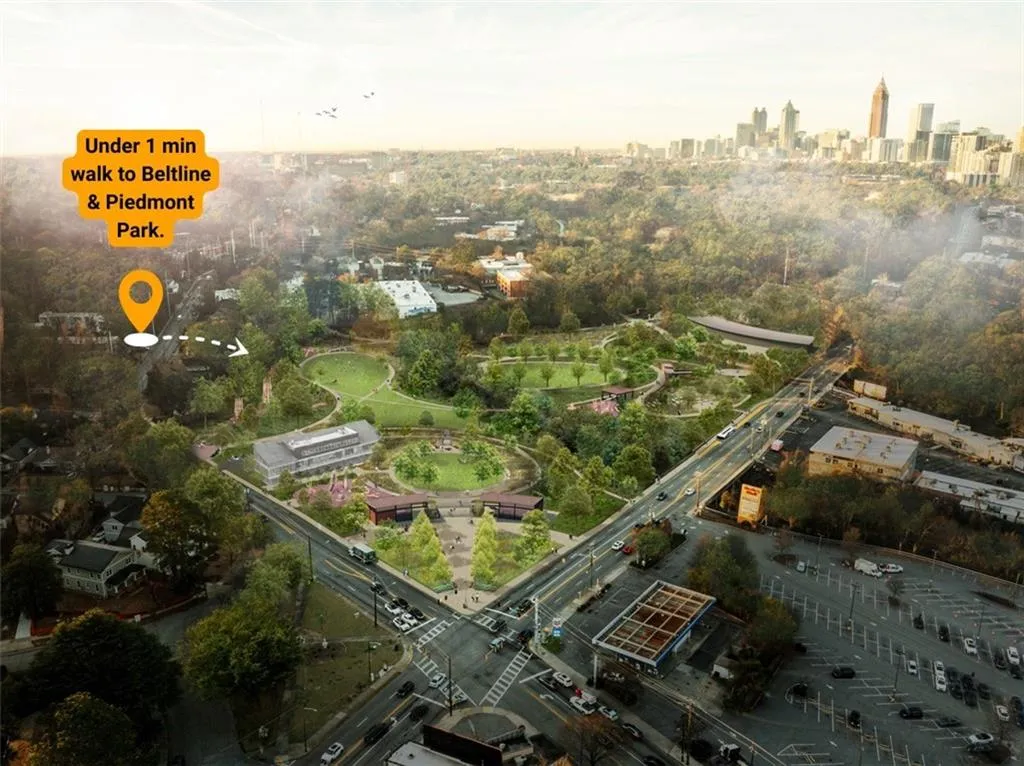 Aerial view of property's location featuring nearby urban area