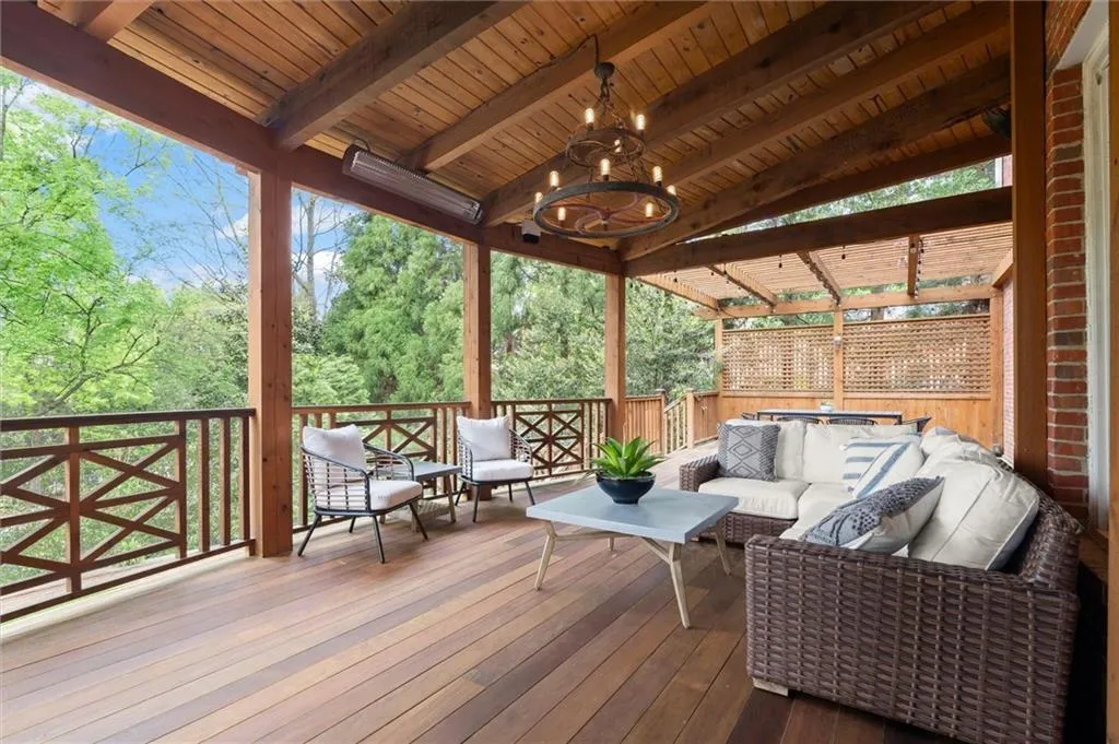 Wooden deck featuring an outdoor hangout area