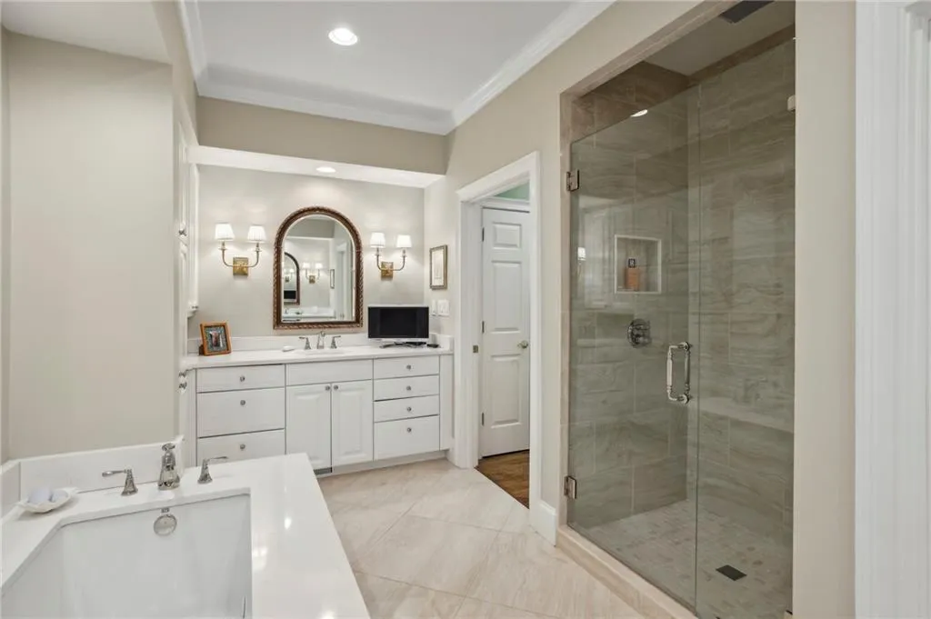Separate shower and soaking tub