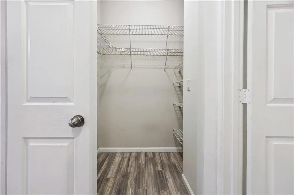 Walk in closet featuring dark hardwood / wood-style flooring