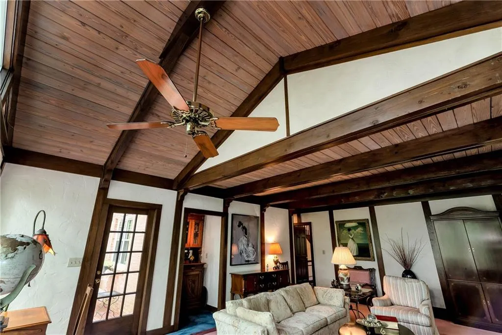 Another view of the Living room featuring wooden ceiling,and  lofted ceiling area.