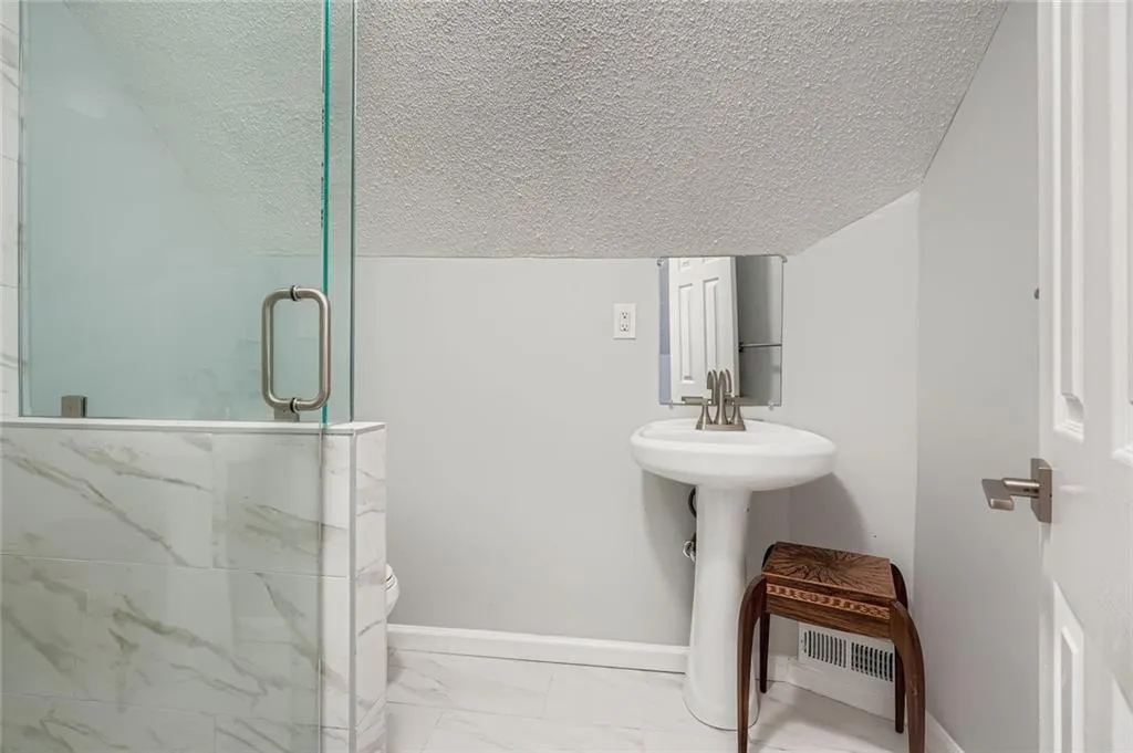 The upper level has its own bathroom.