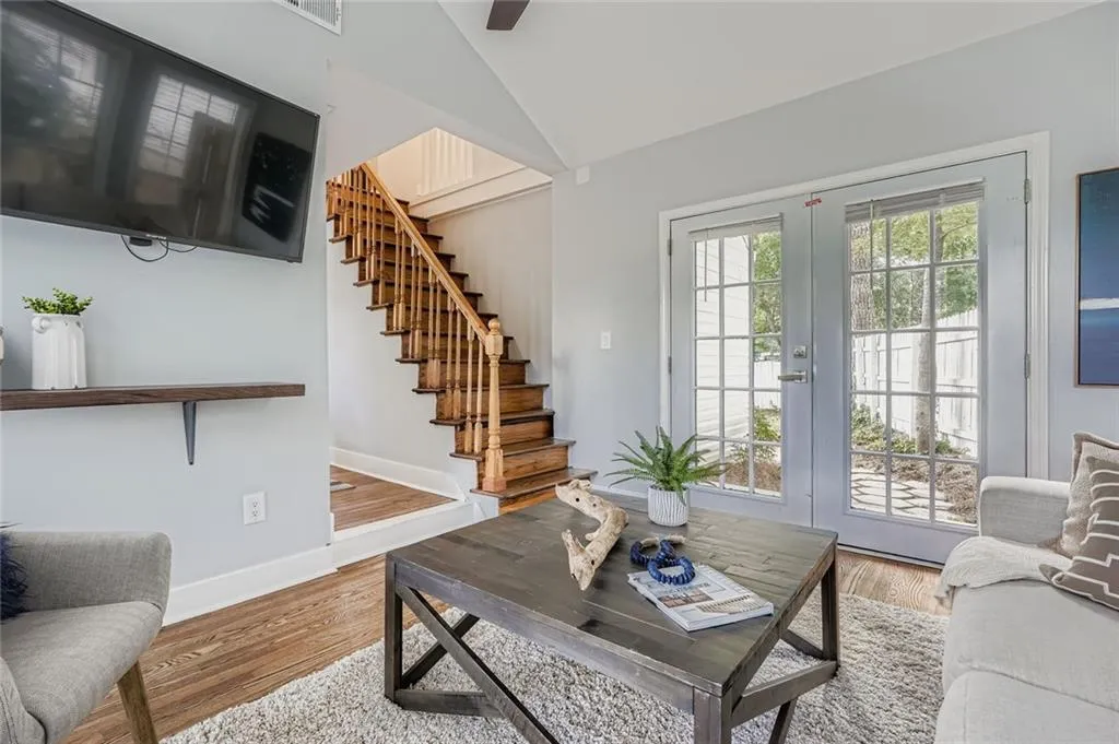 Access the upstairs and the back yard from the sunroom