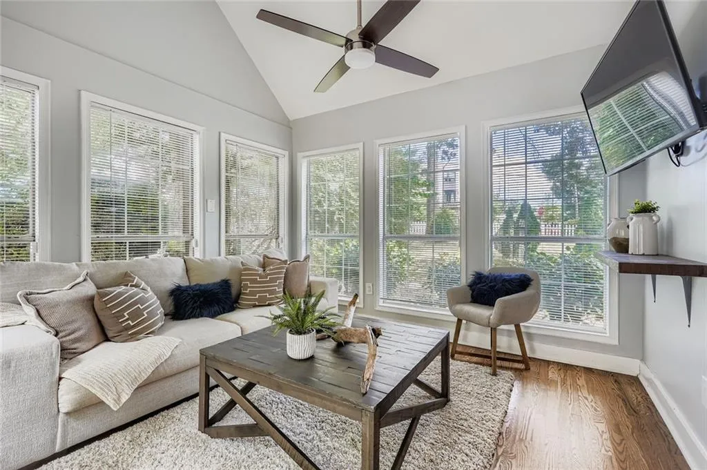 A light-filled sunroom is the perfect place to relax.