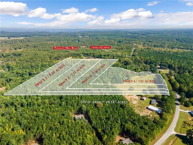 Expansive land parcel totaling 49.587 acres, comprised of four distinct tracts