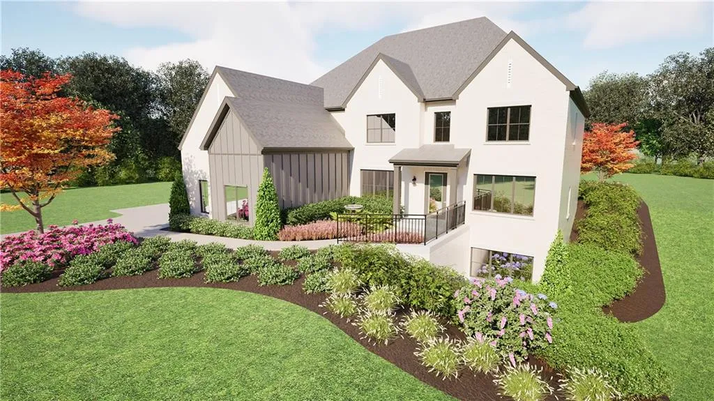 View of front of property with a front lawn