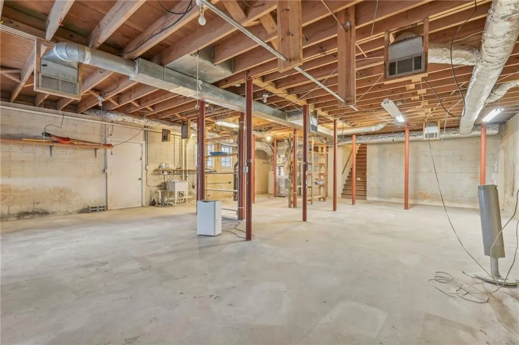 Basement featuring sink