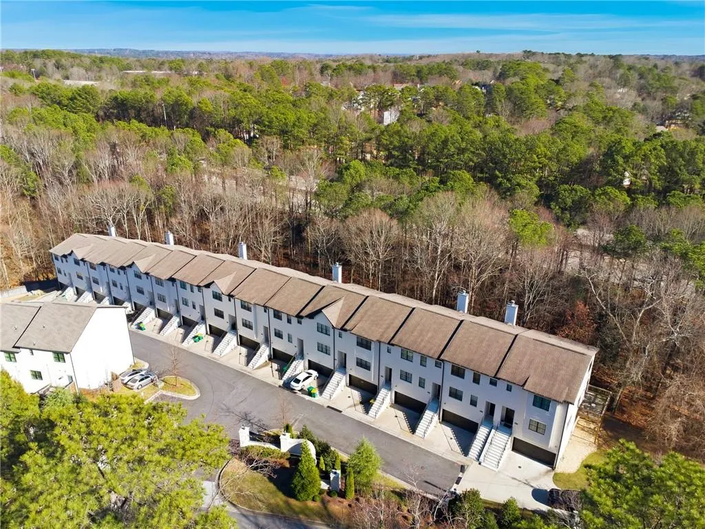 Bird's eye view of a heavily wooded area