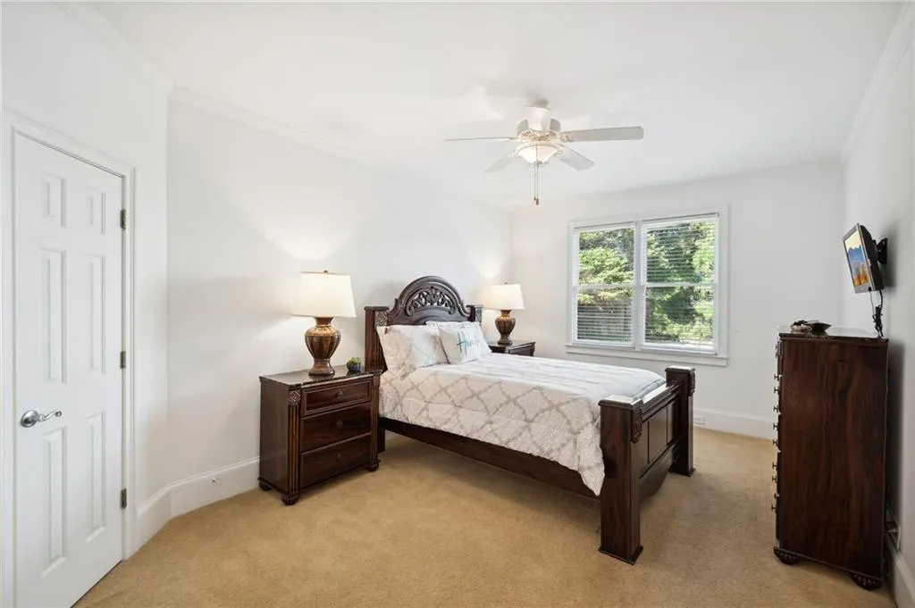 Main level bedroom with attached bathroom-perfect for guests