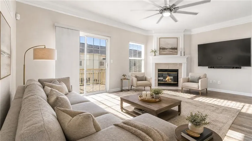 Digitally staged living room