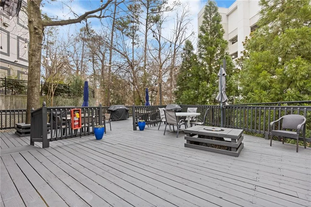 Wooden deck with a grill