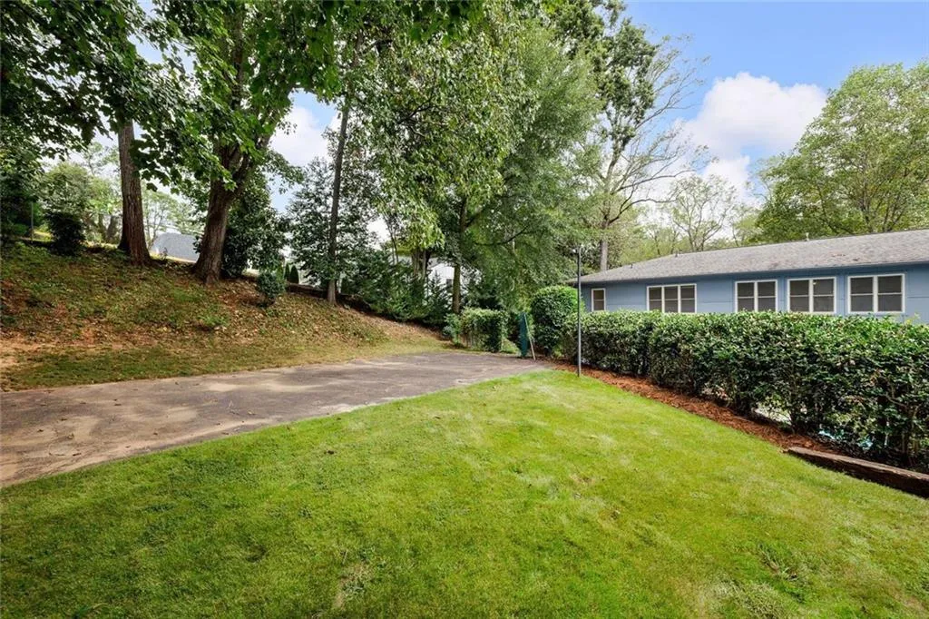 Terraced Backyard with half basketball court