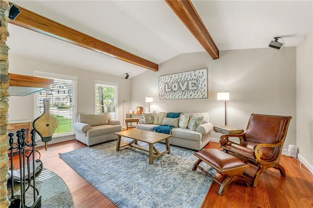Living room with wood finished floors