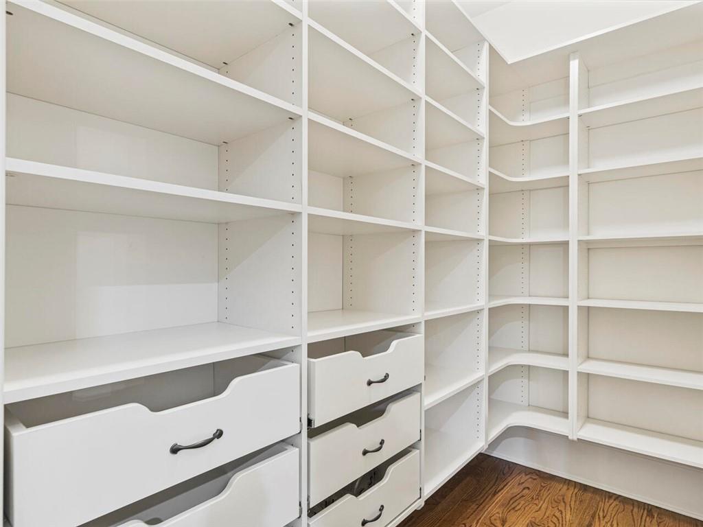 Full walk in pantry with custom shelving