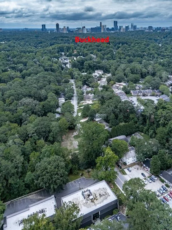 Drone Shot From Above Condo Complex To Downtown Buckhead.