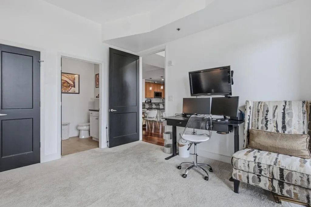 Secondary bedroom is large enough for office or homework space