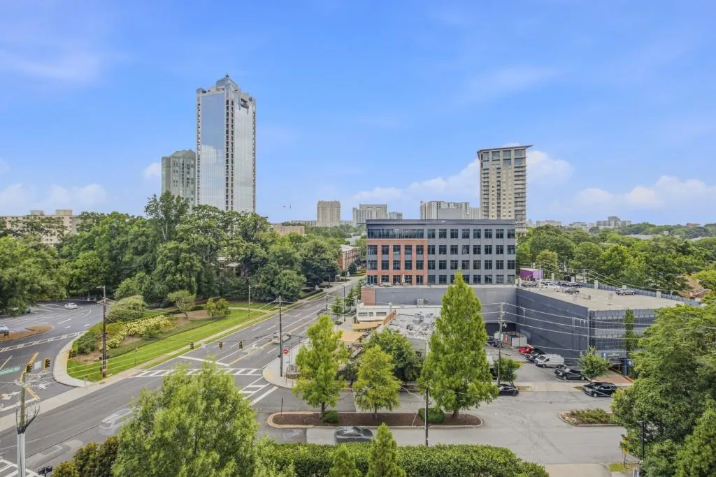 Looking down Historic Peachtree to the Buckhead Skyline