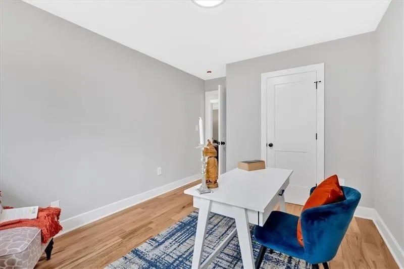 Office area with light wood finished floors